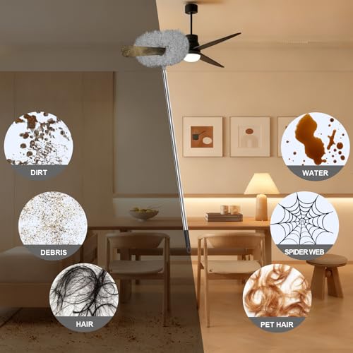 Eunice Ceiling Fan Cleaner Duster with Extension Pole, Gray 4.2FT - color: Gray, size: 4.2FT