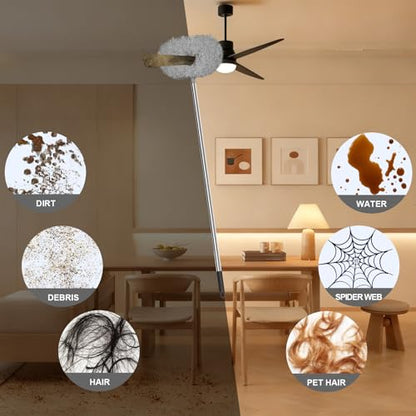 Eunice Ceiling Fan Cleaner Duster with Extension Pole, Gray 4.2FT - color: Gray, size: 4.2FT