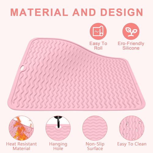 Oversize Silicone Heat Resistant Mat for Hair Tools - color: Pink