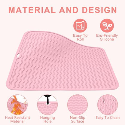 Oversize Silicone Heat Resistant Mat for Hair Tools - color: Pink