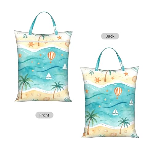 Beach Travel Laundry Bag Washable Dirty Clothes Bag for Gym - color: Beach 2