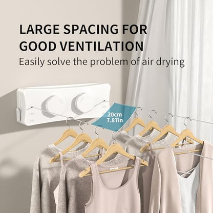 JOOM Retractable Clothesline Indoor, Dual 2 x 13.8 FT Clothes Lines, White - color: White Update