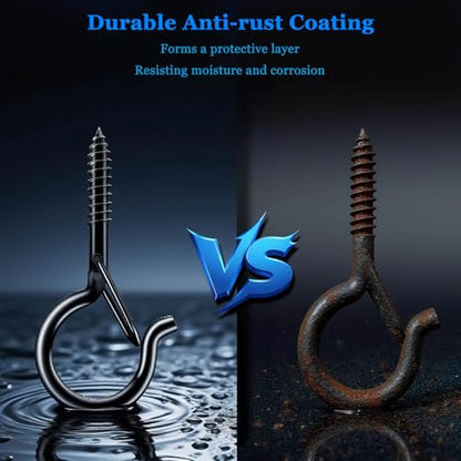 36-Pack Black Screw Hooks with Safety Buckles, 40-lb Capacity - color: Black