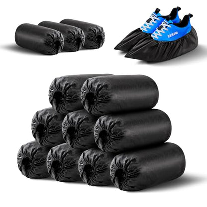 HUADYMEET Disposable Shoe Covers 50 Pairs, Non Slip Waterproof, Black,Large - color: Black, size: 100Pack