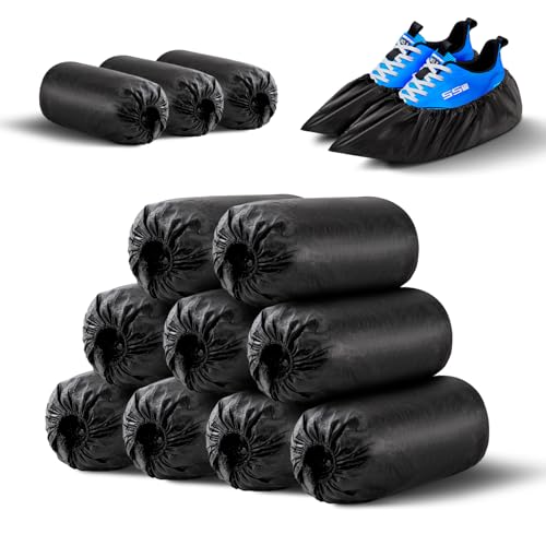 HUADYMEET Disposable Shoe Covers 50 Pairs, Non Slip Waterproof, Black,Large - color: Black, size: 100Pack