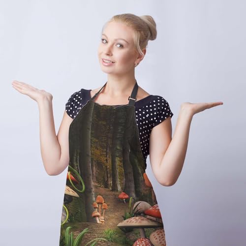 Chef Apron for Women Enchanted Nature Mans Aprons for Cooking Funny for Kitchen Cooking Restaurant BBQ Painting Crafting 27” (W) x 31” (H), Waterproof Aprons - color: Enchanted Nature