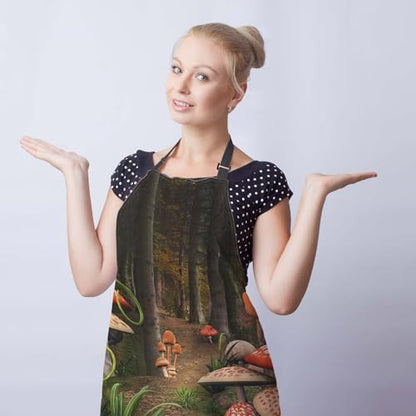 Chef Apron for Women Enchanted Nature Mans Aprons for Cooking Funny for Kitchen Cooking Restaurant BBQ Painting Crafting 27” (W) x 31” (H), Waterproof Aprons - color: Enchanted Nature