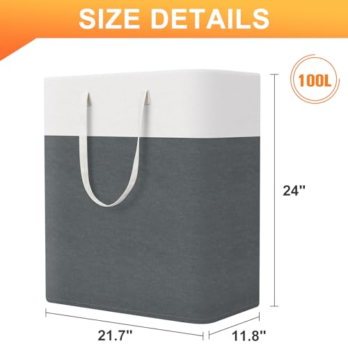 TasticTotes Laundry Basket 3-Pack, Laundry Hamper, 100L-Grey - color: Grey, size: 100L