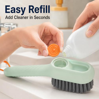 Liquid Dispensing Shoe Cleaning Brush, Soft Bristle Laundry Scrub Brush