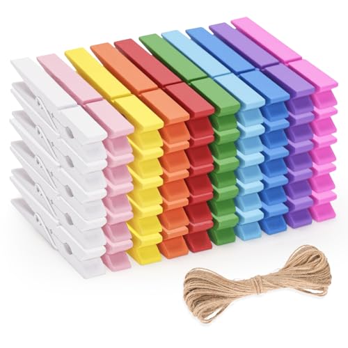 jijAcraft 2.9 Inch Large Clothes Pins - 50Pcs Wooden Clothespins - color: Colored Brown, size: 2.9 inch, 50 pcs