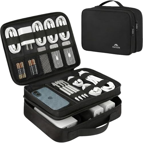 MATEIN Electronics Organizer Travel Case, Cable Organizer Bag, Black - color: Antique Black, size: Medium