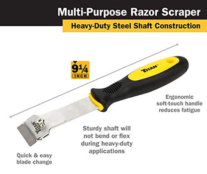 Titan 11030 9-1/4-Inch Multi-Purpose Razor Scraper | Includes 1 Extra Heavy-Duty Razor Blade