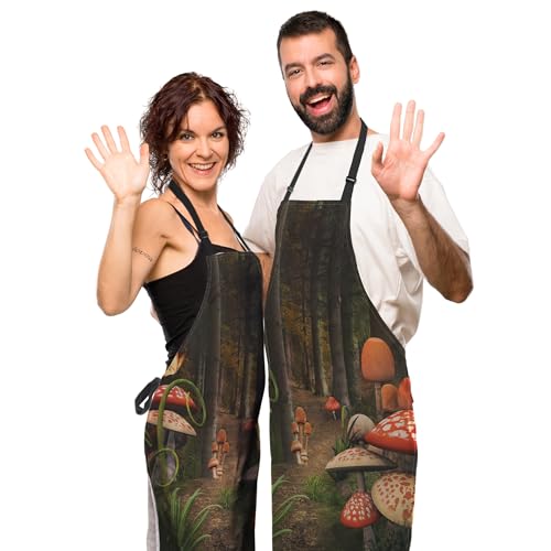 Chef Apron for Women Enchanted Nature Mans Aprons for Cooking Funny for Kitchen Cooking Restaurant BBQ Painting Crafting 27” (W) x 31” (H), Waterproof Aprons - color: Enchanted Nature