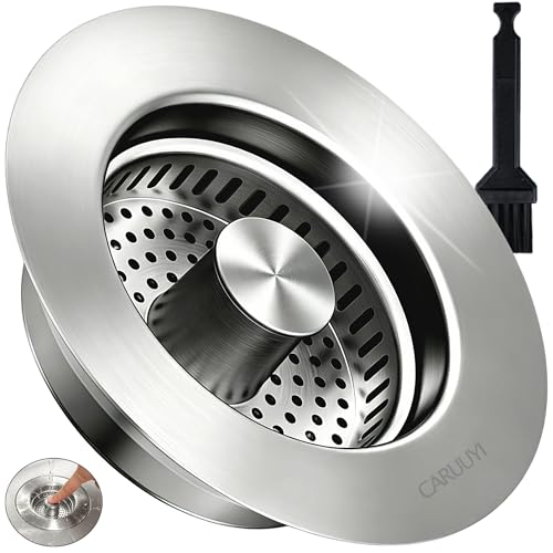 Upgraded 3-in-1 Pop-Up Kitchen Sink Drain Strainer Stopper - color: Silver, size: 1 Pack