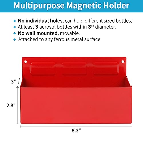 Magnetic Aerosol Spray Can Holder, Magnet Toolbox Bottle Holder, Tool Box Storage Rack for Garage and Home, Craft Workspace, Mechanic Paint Bottle Can Organizer, Red, 3"x8.3" - color: Red
