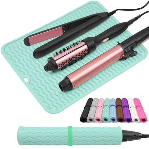 Oversize Silicone Heat Resistant Mat for Hair Tools - color: Green