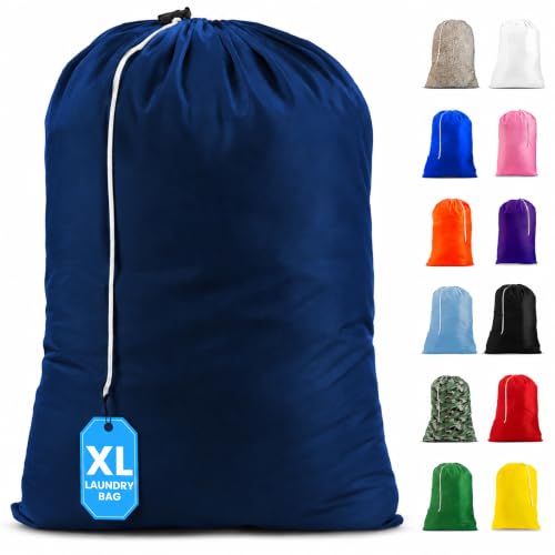Handy Laundry XL Nylon Laundry Bag 30"x40", 60 lb Capacity, Navy Blue - color: Navy Blue, size: 30" x 40"