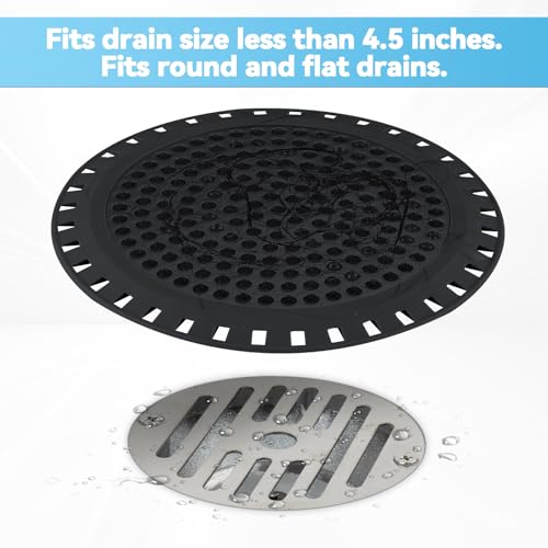 Shower Drain Hair Catcher,Aluvor Shower Drain Cover Bathtub Drain Strainer - color: Matte Black