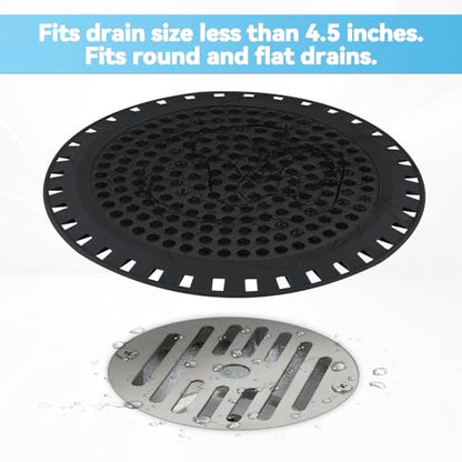 Shower Drain Hair Catcher,Aluvor Shower Drain Cover Bathtub Drain Strainer - color: Matte Black