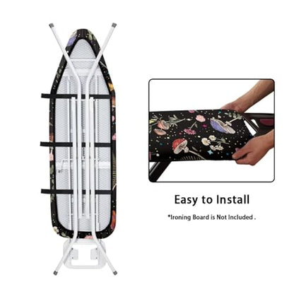 Mushroom Leaves Homes Replacement Ironing Board Cover with Extra Thick Pad, Standard (Fits Large Boards 15 x 54 inch) Elasticated, Scorch Resistant, Durable - color: 0 Mushroom Leaves