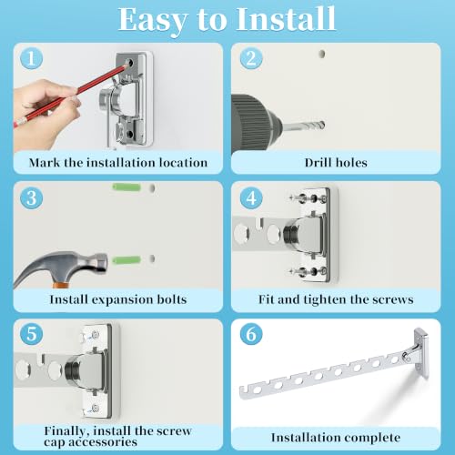 Alise Clothes Drying Rack Wall Mounted,Folding Coat Hanger,Polished Chrome - color: Chrome, size: (1 Pack)1008 8-Holes