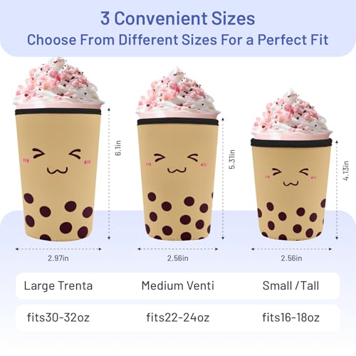 Iced Coffee Sleeve Reusable Neoprene Cup Sleeves, Milk Tea - color: Milk Tea