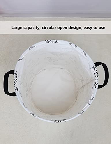 QUEENLALA Large Foldable Round Storage Basket Laundry Hamper, Black Zoo - color: Round-Black-Zoo