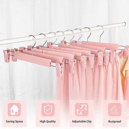 Pants Hangers with Clips, Skirt Hangers, 10 Pack, Pink - color: Pink, size: 10Pack
