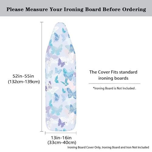 Blue Butterfly Iron Board Cover with Padding Stantard Size 15x54 inch Ironing Board Cover Pressing Cloth for Ironing - color: Blue Butterfly