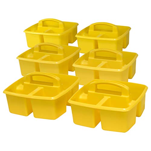 Storex 3-Compartment Small Caddy – Multipurpose Classroom Organizer with Handle, Yellow, 12-Pack (00950U06C) - color: Yellow, size: 12-Pack, style: Small