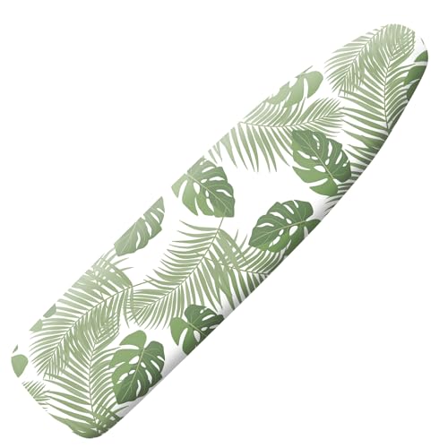 Extra Thick Ironing Board Cover and Pad, 15x54 Ironing Board Cover, Resist Scorching and Staining,Elastic Edges,Green Leaves Tropical Palm Leaf - color: Green Leaf
