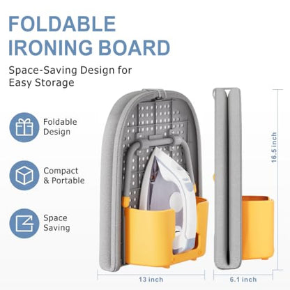 Tabletop Ironing Board with Iron Holder and Silicone Iron Rest Pad,Small Ironing Board for Small Spaces - color: Gray
