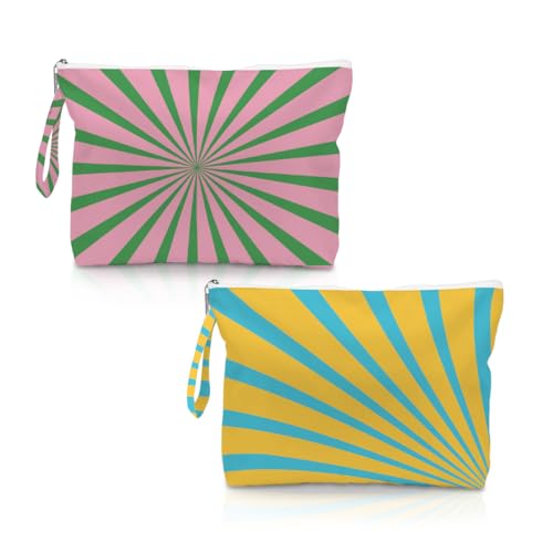 Fokongna 2 Pack Reusable Dry Wet Bag, Waterproof Stain Resistant Organizer for Beach Towels Gym Wear Pool Accessories Toiletry Makeup Bags - color: Retro Swirl Set 02