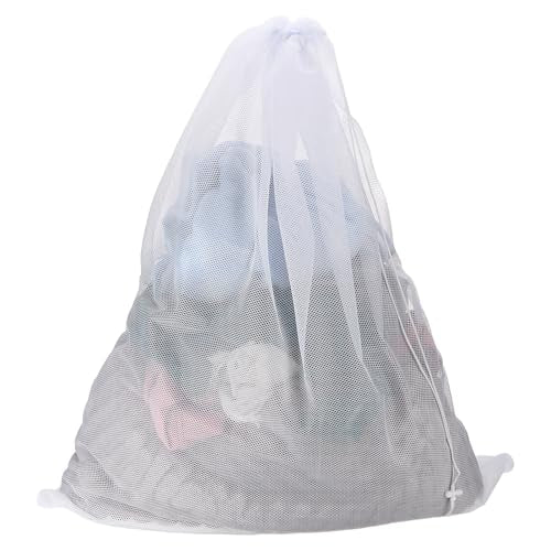 uxcell Mesh Laundry Bag, 27.6x35.4" Large Drawstring Net Laundry Bag Coarse Mesh for Washing Machine for College,Dorm, Travel, Family and Apartment Residents, White - color: White, size: 27.6x35.4"
