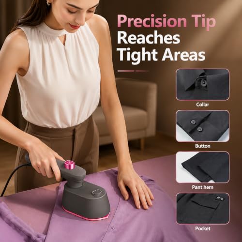 Mini Travel Steamer Iron, 2-in-1 Dry Steam Garment Iron for Clothes - color: Premium Matte Gray