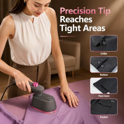 Mini Travel Steamer Iron, 2-in-1 Dry Steam Garment Iron for Clothes - color: Premium Matte Gray