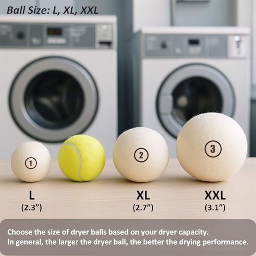 Wool Dryer Balls Laundry, XL(2.7") 12 Pack, Premium Fabric Softener Ball, Reusable, Anti Static, Chemical Free Natural Wool Balls for Dryer, Laundry Dryer Balls – 100% New Zealand Wool - color: Ivory (12 Pack), size: XL (2.7″)