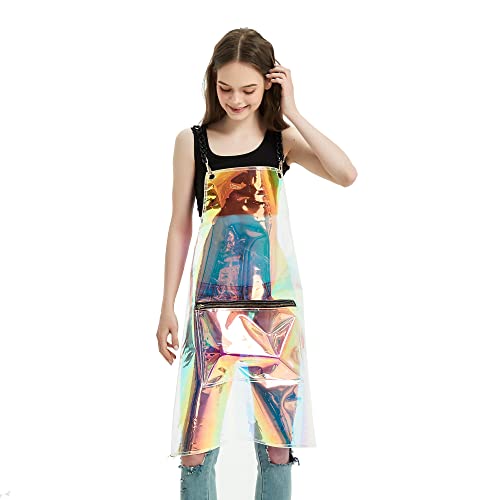 Hair Stylist Apron for Women - Waterproof Barber Nail Tech Apron Hairdresser Hairstylist Salon Aprons with Pocket - color: Iridescent