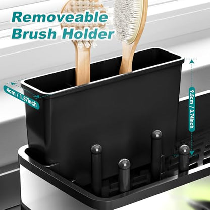 Ewaiira Stainless Steel Sink Caddy, Sponge Holder for Kitchen Sink 9.8″ - color: A-black