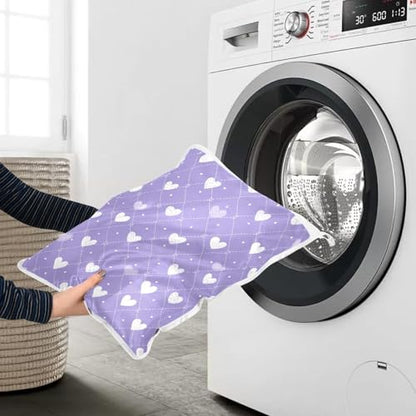 Mesh Laundry Bags Lingerie Bags for Washing Delicates 2 PCS Durable Wash Bag with Zipper Small and Medium Washable Diamond Grid Purple Hearts - color: Diamond Grid Purple Hearts