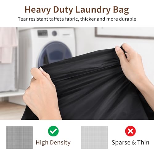 OTraki 2 Pack Washable Travel Laundry Bag 20x24 inch Heavy Duty Laundry Bags with Handles Dirty Clothes Drawstring Laundry Hamper Liner Bag Drying Do Not Exceed 176℉ Black