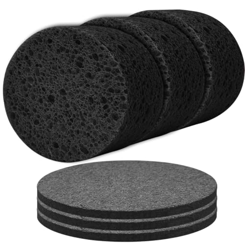 3-Pack Large Sponge, Kitchen Sponges, Handy Sponges, Cellulose Sponges, Dish Washing Sponge, Natural Sponge, Car Washing Sponge, Eco Friendly Sponge (Round, 4" X 4" X 2"), Black - color: B-black