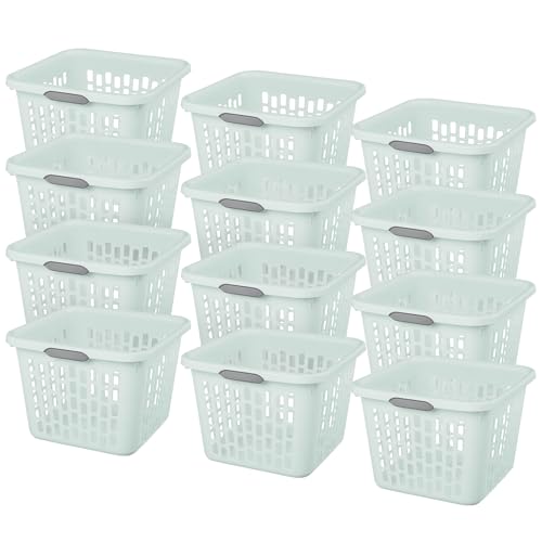Sterilite Laundry Basket, Plastic Clothes Hamper, Large Square Bin with Comfort Grip Handles and Reinforced Rim, 1.5 Bushel Capacity, Mint, 12 Pack - color: 1.5 Bushel - Mint, size: 12 Pack