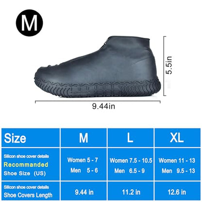 Shiwely Silicone Waterproof Shoe Covers, Upgrade Reusable Overshoes with Zipper, Resistant Rain Boots Non-Slip Washable Protection for Women, Men (M (Women 5-7, Men 5-6), Black) - color: Black, size: M (Women 5-7, Men 5-6)