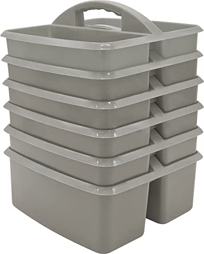 Teacher Created Resources Gray Portable Plastic Storage Caddy 6-Pack for Classrooms, Kids Room, and Office Organization, 3 Compartments - color: Gray