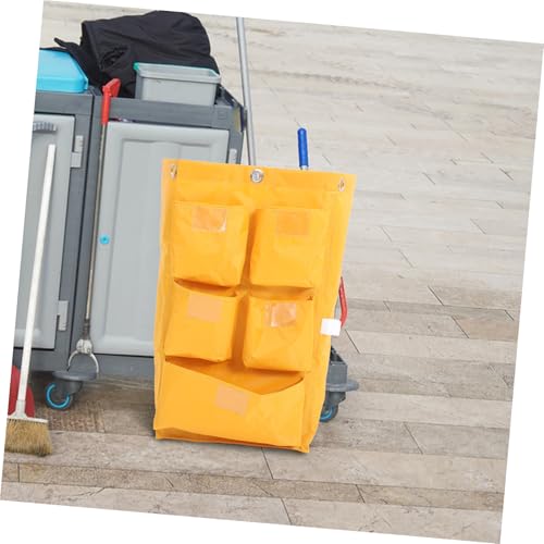 Janitorial Cart Bag Waterproof Canvas Cleaning Tote Large Capacity Cleaning Supply Bag for Housekeeping and Trash Collection - color: Yellow