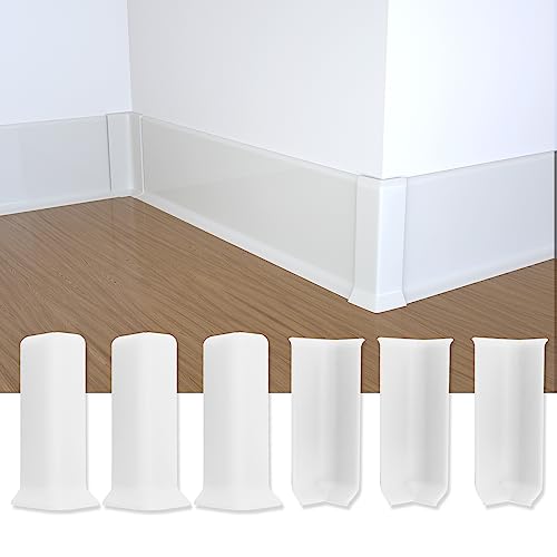 COUKIU Self Adhesive 6 Inch Baseboard Corner Blocks, White, 6-Piece Set - color: White, size: 6inch(Width)