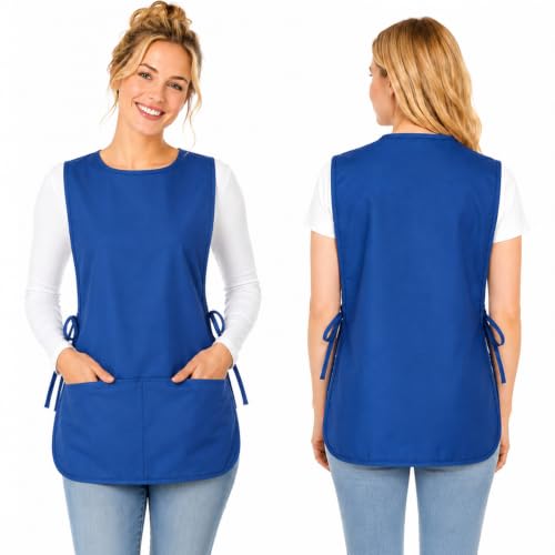 TFTAFAN Cobbler Apron Unisex Waterproof Apron with 2 Deep Pockets Art Smock for Painting Cleaning Artiest Apron work kitchen - color: Royal Blue