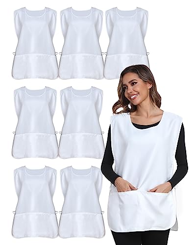 Xeoxarel Unisex Cobbler Apron with 3 Deep Pockets, Smock Vest Apron - color: 7 Pack - White