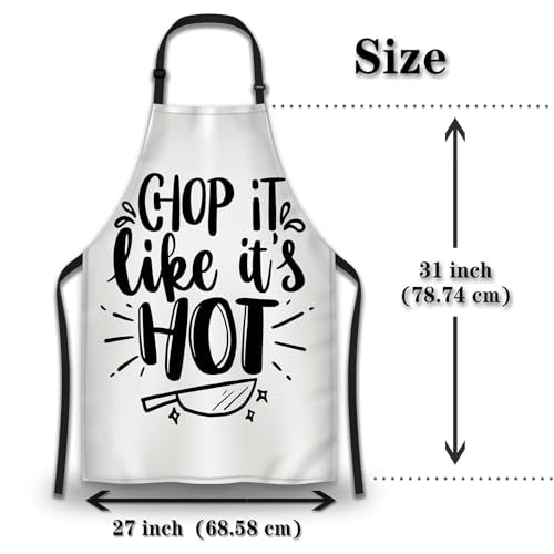 Chef Apron for Women Chop It Like It’s Hot, Funny Kitchen Lettering Quotes Funny Aprons for Men for Kitchen Cooking Restaurant BBQ Painting Crafting 27” (W) x 31” (H), Waterproof Apron - color: Chop It Like It's Hot